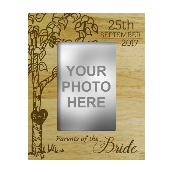 Personalized Wedding Day Engraved Wood Picture Frame With Date - 4 x 6 Inches Horizontal Gift