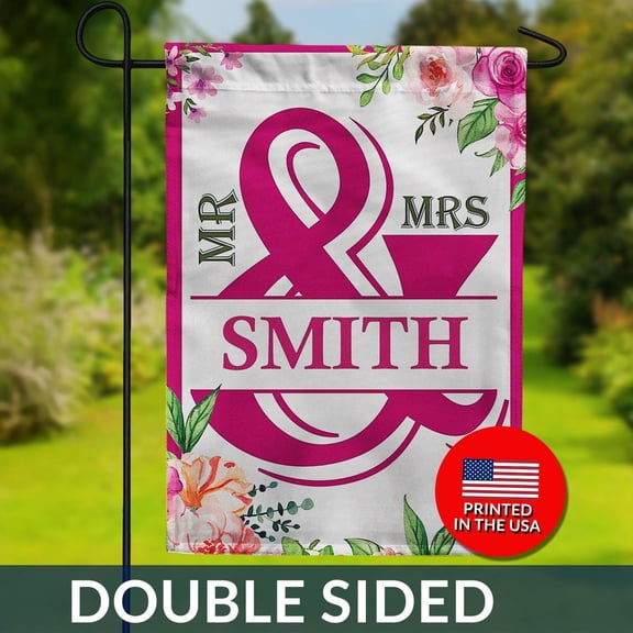 Personalized Wedding Flag Mr amp Mrs Mulberry Rose Double Sided Flag