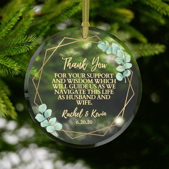 Personalized Wedding Glass Christmas Ornament with Custom Couple Names and Date, Personalized Wedding Ornament and Christmas Tree Decor for Couples, Partners, Marriage Memories or Anniversary Gifts