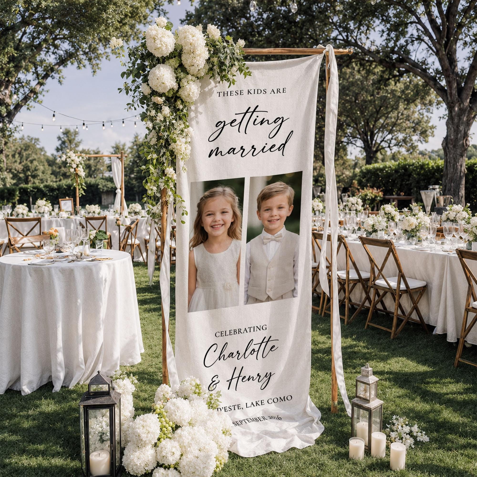 Cusatom Backdrop Personalized Wedding Linen Banner, Custom Photo Fabric Backdrop for ...
