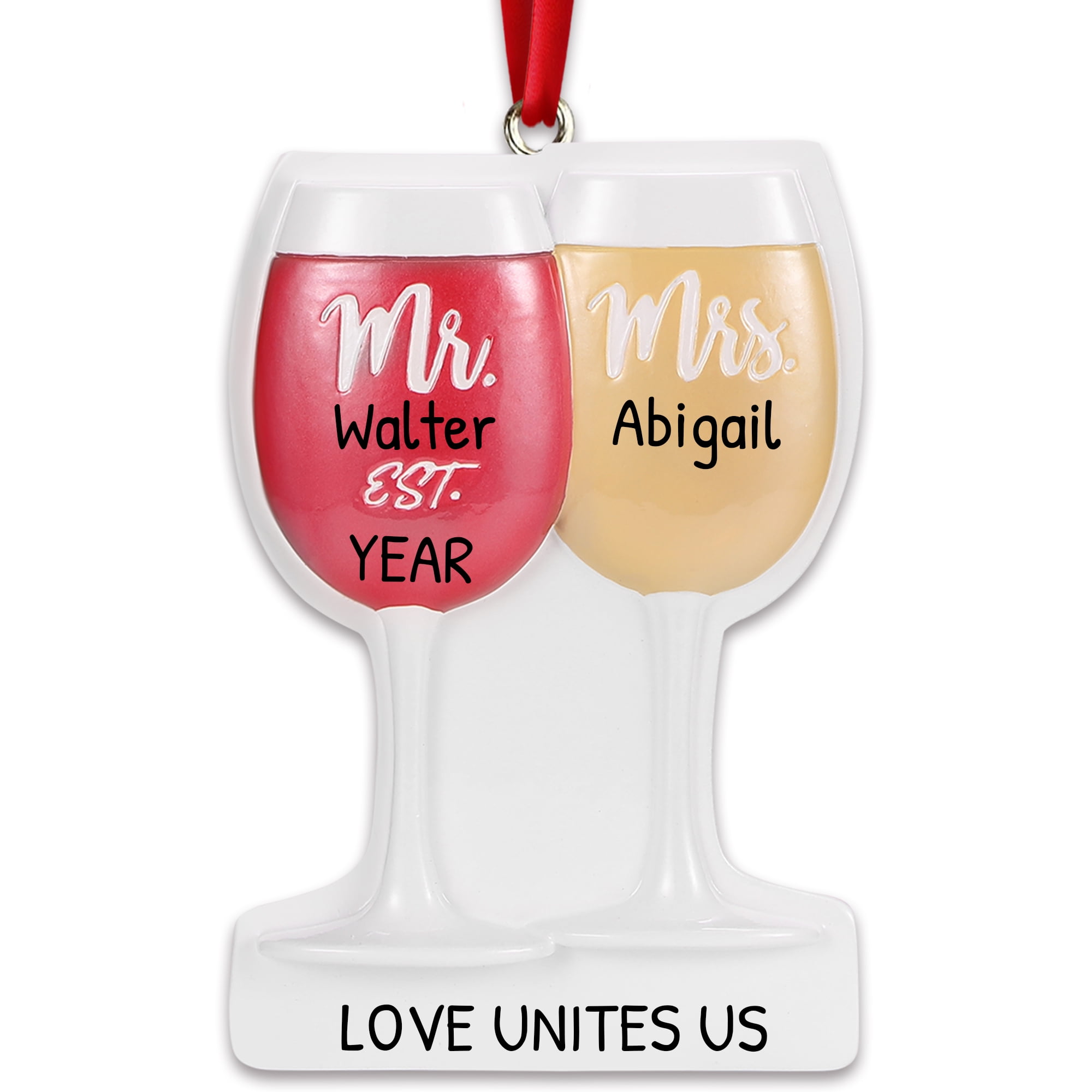 "Mr & Mrs 2024" Ceramic Wedding Ornament - Just Married Christmas Tree Keepsake
