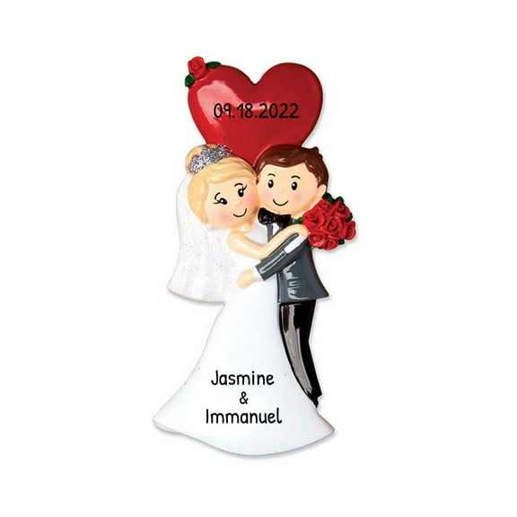 Personalized Wedding Ornaments 2024 - Bride and Groom Ornament, Engagement Gift for Couples