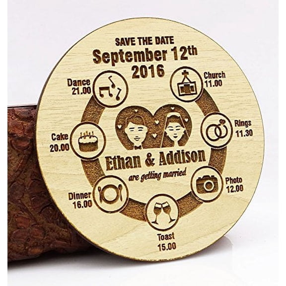 Personalized Wedding Save The Date Magnet 30 Rustic Engraved Wood Magnets Wedding Announcements