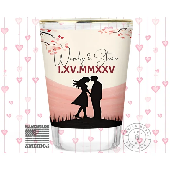 Personalized Wedding Shot Glass With Customized Name And Date, Anniversary Gift