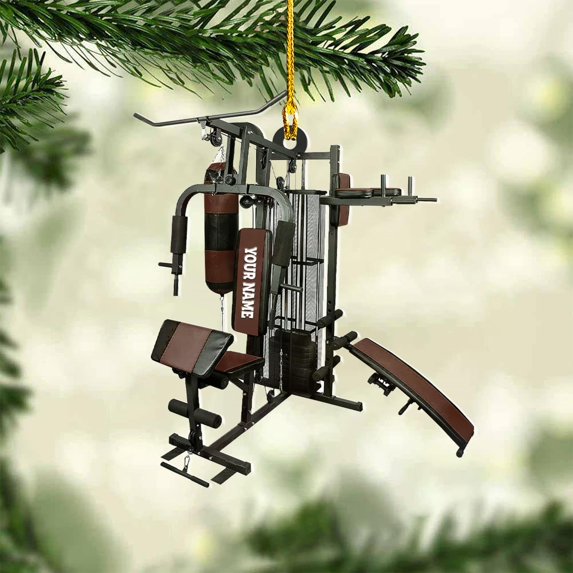 Personalized Weight Plate Ornament Weight Ornament Fitness Gift for Gym Ornament Merry Liftmas Christmas Hanging Ornaments Weight Plates Ceramic Ornament (DF8) - 3311 (Brown)