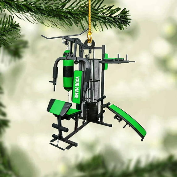 Personalized Weight Plate Ornament Weight Ornament Fitness Gift for Gym Ornament Merry Liftmas Christmas Hanging Ornaments Weight Plates Ceramic Ornament (DF8) - 3311 (Green)