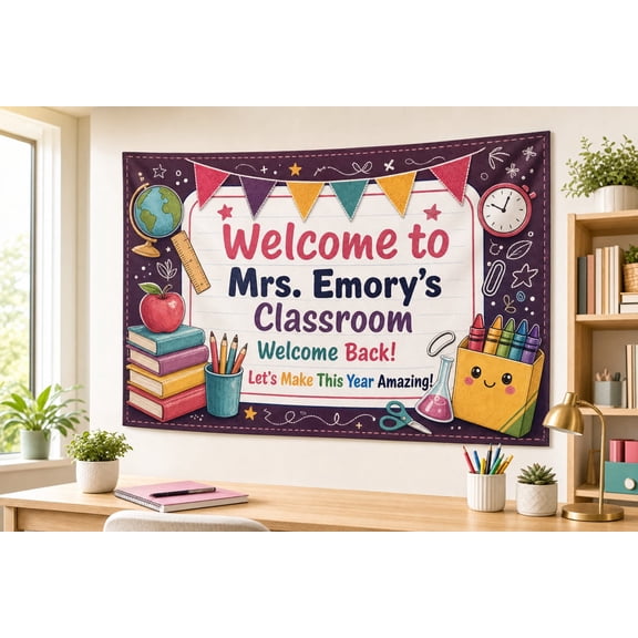 Personalized Welcome Classroom Tapestry | Back to School Wall Decor