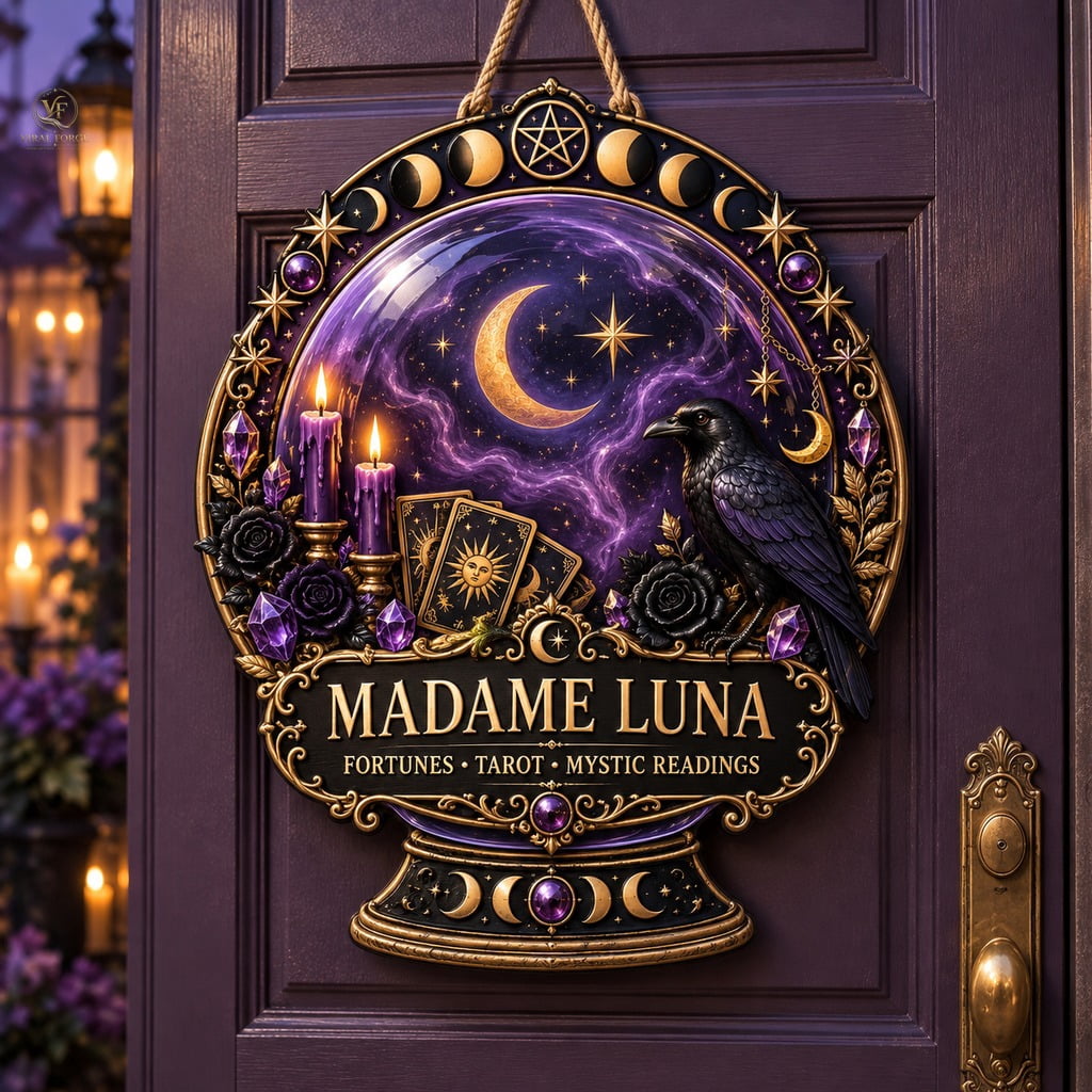 Personalized Welcome Door Sign, Fortune Teller Witch Crystal Ball for ...