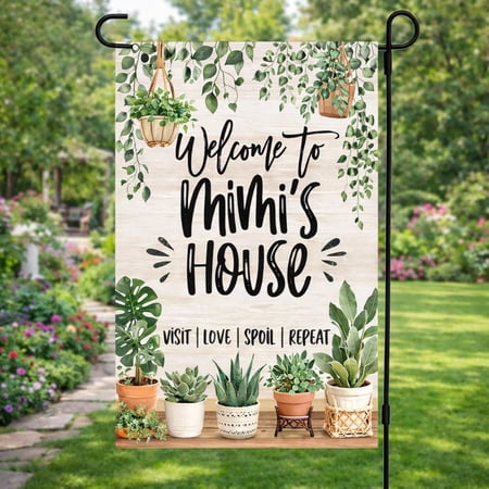Personalized Welcome Garden Flag Custom Name, Mimi Floral Yard Banner Gift from Grandkids