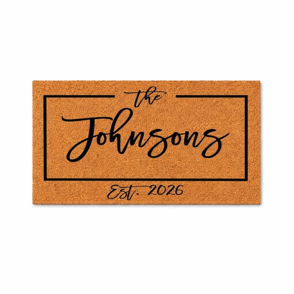 Personalized Welcome Mat, Custom Last Name Doormat, Est. Year Monogram Rug, Wedding Gift for Couple, Housewarming Gift 1008 (16x24 inches) 1008