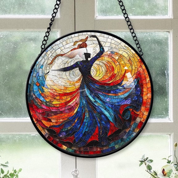 Personalized Whirling Dervish Suncatcher Stained Glass, Whirling Dervish Originally Designed , Whirling Dervish Suncatchers for Indoor Window, Beautiful Gifts yLDo4t