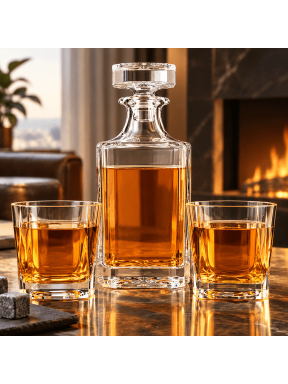 Personalized Whiskey Decanter Set with Monogram Initial, A-Z 10oz Whisky Glasses with 750ml Decanter, Unique Gifts for Men Him Dad Husband Brother Son (B)