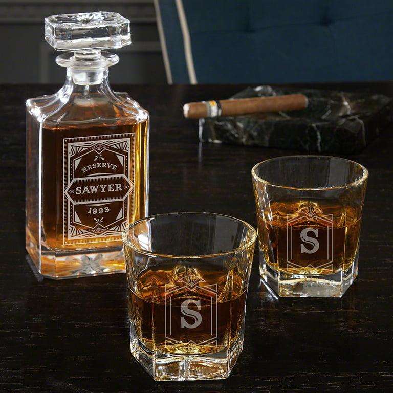 Engraved Colchester Whiskey Glasses, Set of 2, Carmine Design by Home Wet  Bar