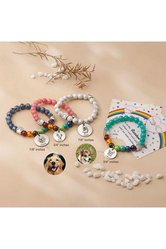 Personalized White 22mm Pet Portrait Bracelet - The Dog Memorial Gift - Rainbow Bridge Pet Memorial Bracelet - Personalized Pet Memorial Jewelry - Custom Dog Remembrance Gift Pet Sympathy Gift