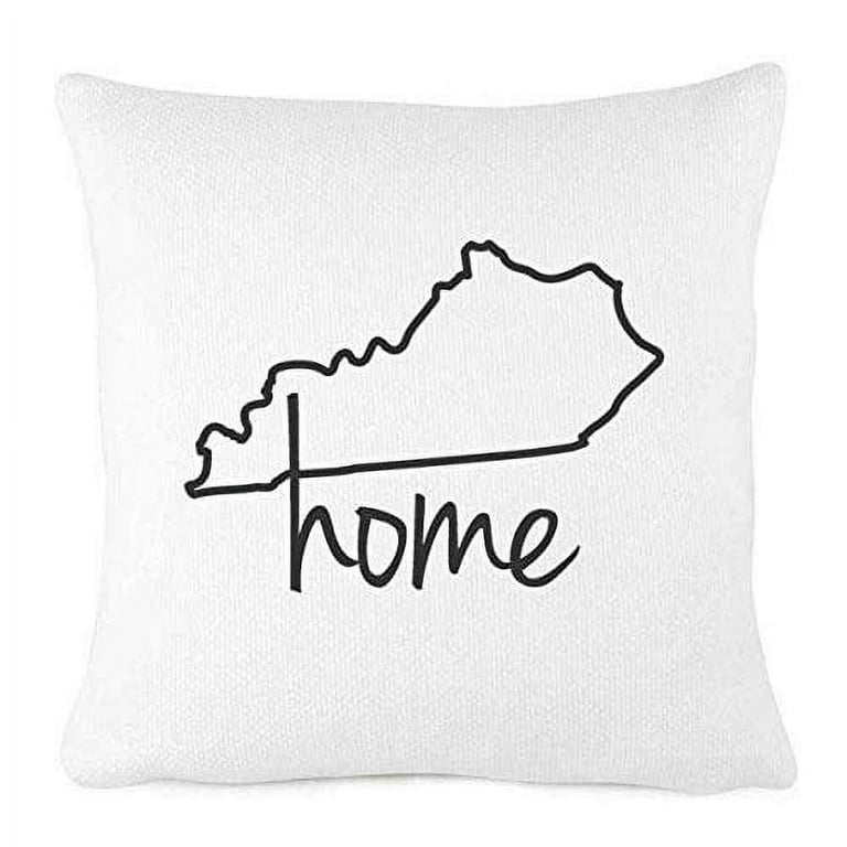 Personalized White Farmhouse Throw Pillow Outline of Your State