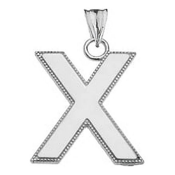 Personalized White Gold Milgrain Initial Pendant Necklace : 14K Pendant with 16" chain