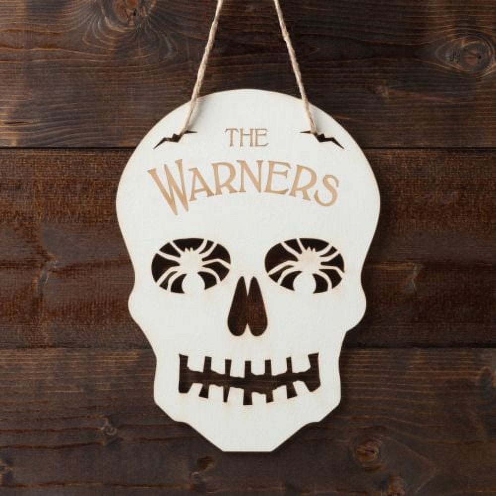 Personalized White Wood Skull