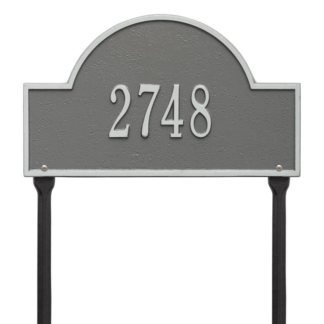 Personalized Whitehall Products 15-Inch Arch Marker Address Plaque in Pewter Silver