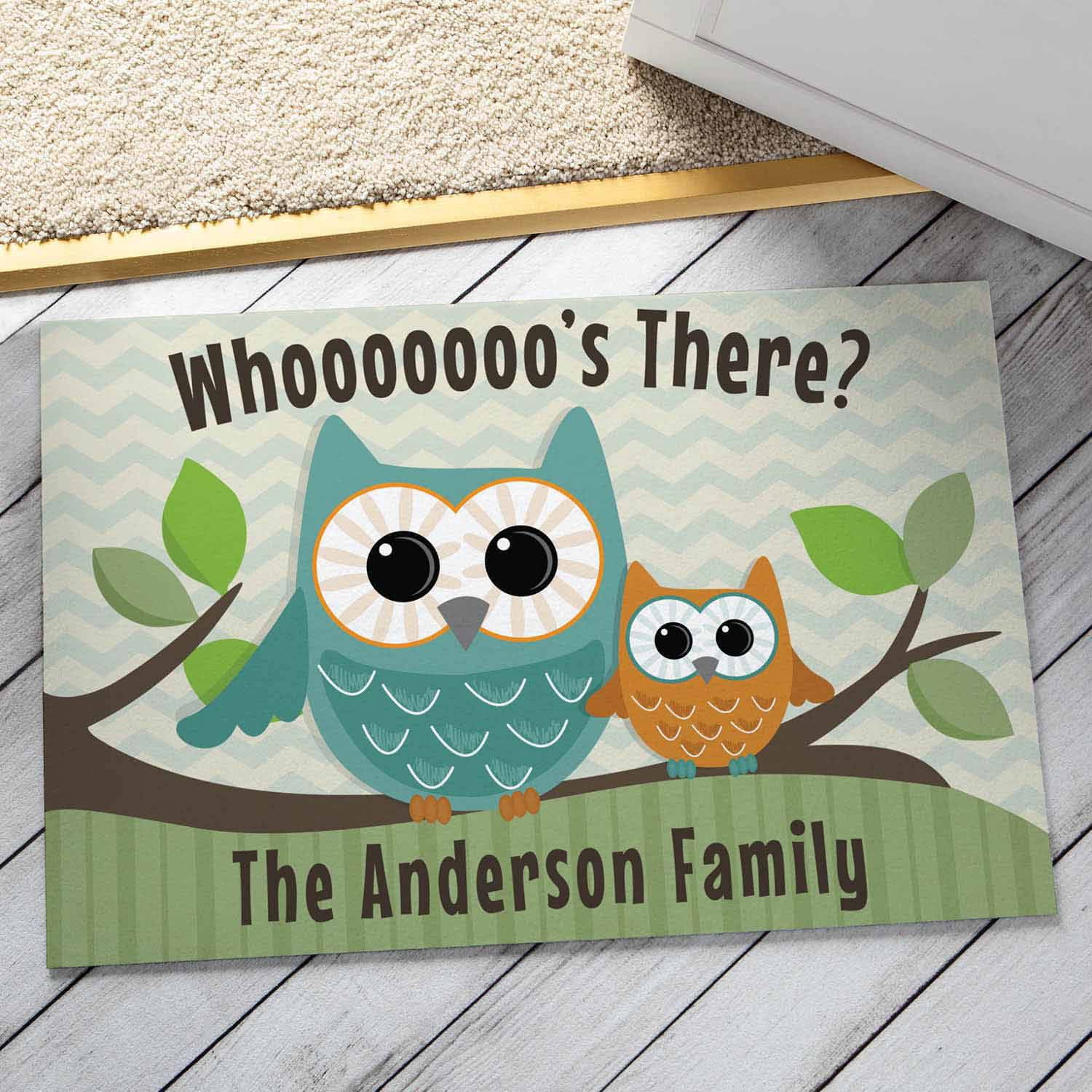 Personalized Whooooo's There? Doormat