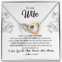 Personalized To My Wife Necklace From Husband, Interlocking Heart Necklace for Women, Anniversary Gift for Wife with Message Card and Gift Box, Wife Birthday Gift