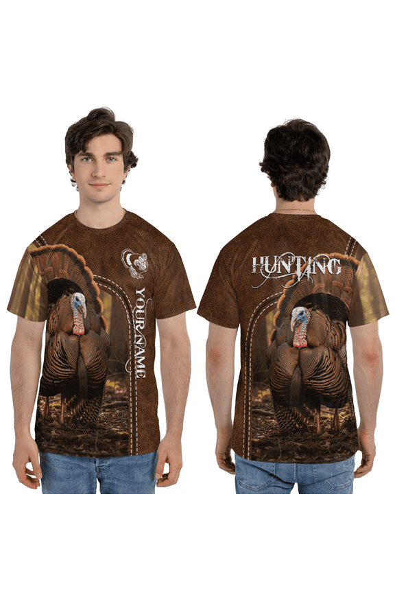 Personalized Wild Turkey 3D T-Shirt, Turkey Wildlife Pattern 3D Tee, Forest Camo Custom All Over Print 3D T-Shirt