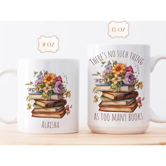 Personalized Wildflower Reading Mug, Custom Gift for Book Lovers, Floral Coffee Cup, Unique Reading Companion
