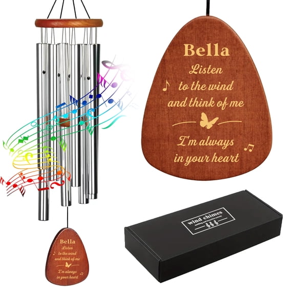 Personalized Wind Chimes for Outside, Customized Name Memorial Gift, 25.5'' Bereavement Wind Chimes Gifts, Sympathy Gift Garden Patio for Loss of Mom Dad Nanny Grandpa Brother Loved One