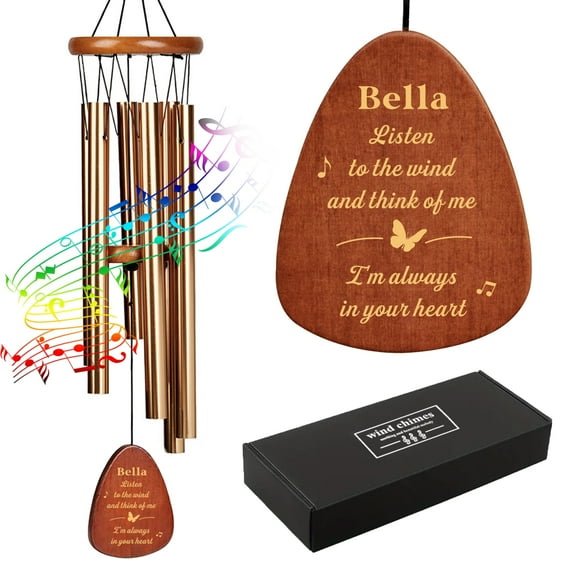 Personalized Wind Chimes for Outside, Customized Name Memorial Gift, 25.5'' Bereavement Wind Chimes Gifts, Sympathy Gift Garden Patio for Loss of Mom Dad Nanny Grandpa Brother Loved One