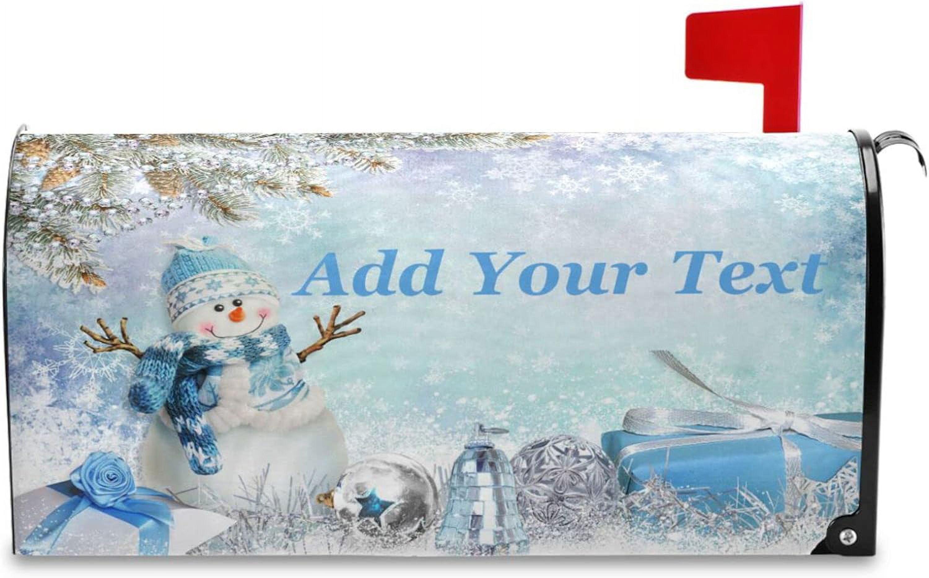 Personalized Winter Snowman Mailbox Cover Christmas Xmas Snowflakes Mailbox Covers Magnetic Large Oversized 21"X25.5" Mailbox Wraps Post Letter Box Cover Garden Decorations