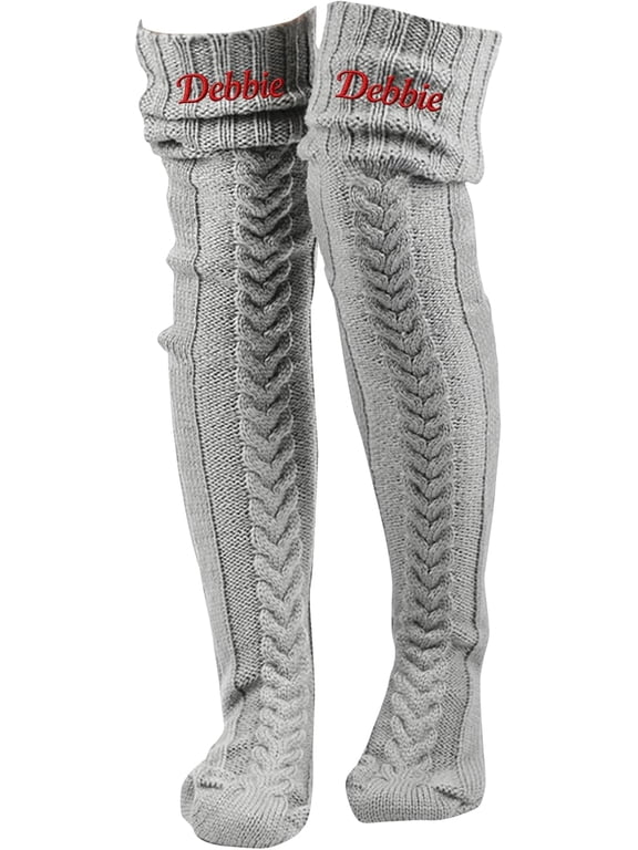 Personalized Winter Women's Thigh High Socks Over the Knee Cable Knit Boot Socks, Long Warm Fashion Leg Warmers