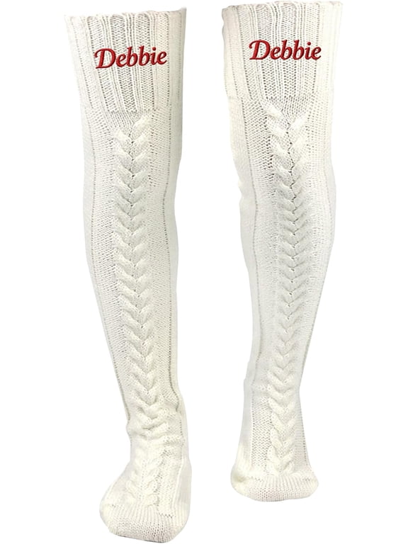 Personalized Winter Women's Thigh High Socks Over the Knee Cable Knit Boot Socks, Long Warm Fashion Leg Warmers