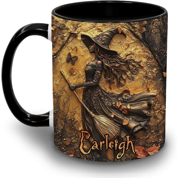 Personalized Witch Black Mug Gifts For Halloween Lovers - Black Coffee Mug Gifts For Women - Spooky Season Sister Cup - Witch Gifts - Halloween Decor Gifts Ceramic Mug 11oz