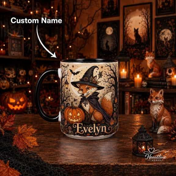 Personalized Witch Fox Halloween Coffee Mug Gift
