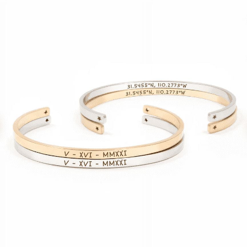 Personalized Women's Cuff Bangle Bracelet Engraved Jewelry Christmas Gift for Her