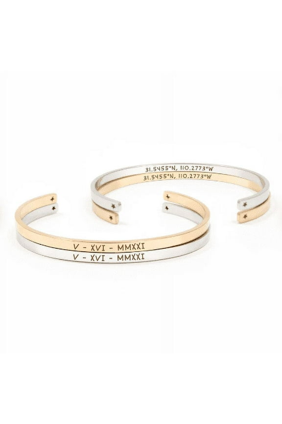 Personalized Women's Cuff Bangle Bracelet Engraved Jewelry Christmas Gift for Her