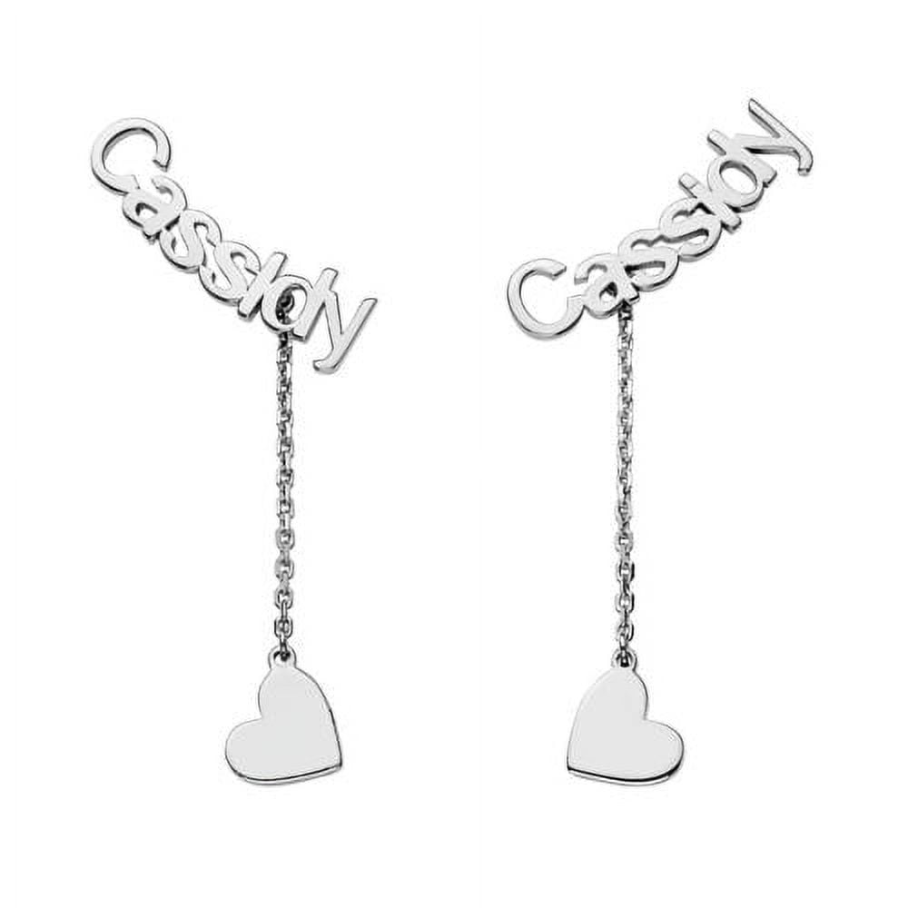 Personalized Women's Sterling Silver Name with Heart Charm Dangle
