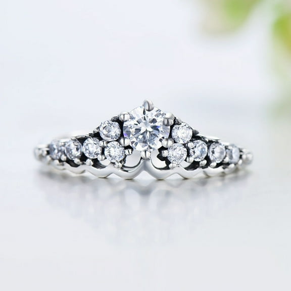Personalized Womens 925 Silver Crown Ring: Zircon Treatment, Fashion Jewelry, Gift for Her