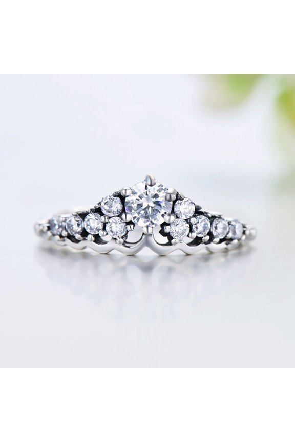 Personalized Womens 925 Silver Crown Ring: Zircon Treatment, Fashion Jewelry, Gift for Her