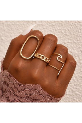 Personalized Womens Alloy Ring Set: European American Style Golden Joint Combination Fashion Rings