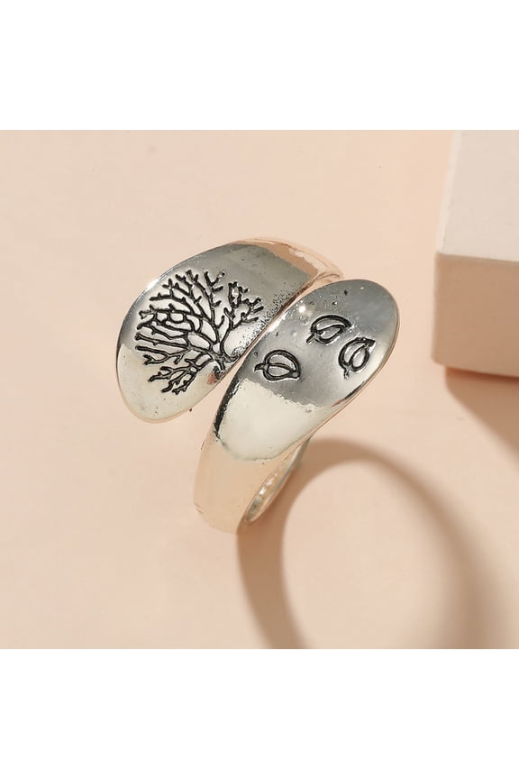 Personalized Womens Solid Color Dual-Use Ancient Silver Plated Copper Ring, Geometric Design Fashion Ring for Women