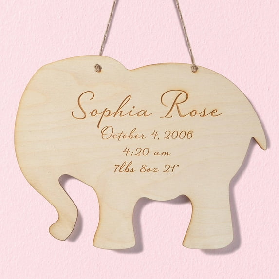 Personalized Wood Elephant Plaque