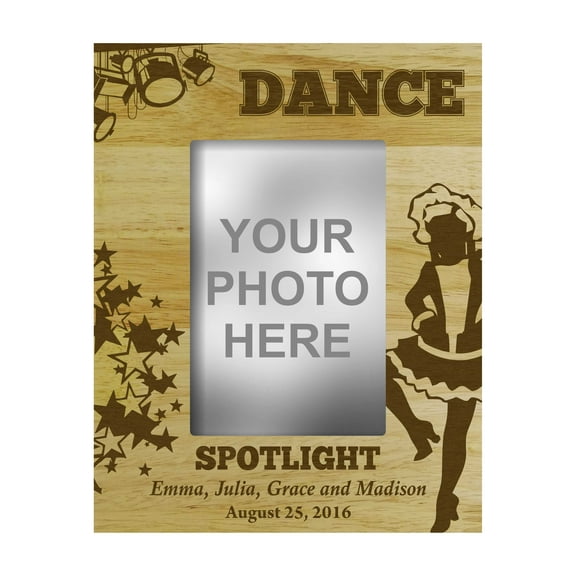 Personalized Wood Engraved Dance Spotlight Friends Picture Frame With Names -4 x 6 Inches Horizontal