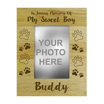 Personalized Wood Engraved Dog Memorial Picture Frame, Loss Of A Pet Gift - In Loving Memory Customizable Quote- 4 x 6 Inches Horizontal