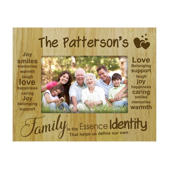 Personalized Wood Engraved Family Picture Frame With Last Name -5 x 7 Inches Horizontal - Customizable Gift