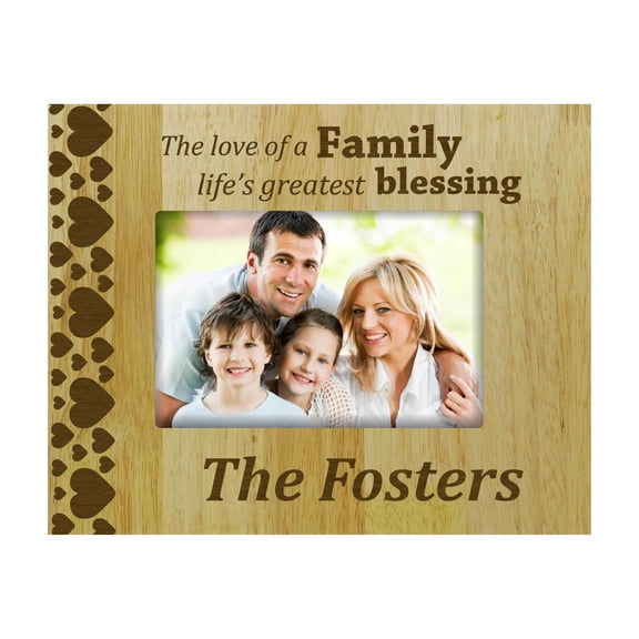 Personalized Wood Engraved Family Picture Frame With Last Name -5 x 7 Inches Horizontal - Customizable Quote