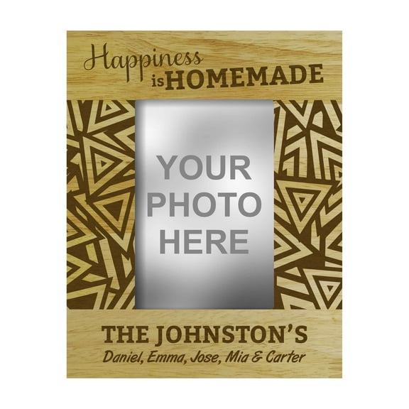 Personalized Wood Engraved Family Picture Frame With Last Name & Names -4 x 6 Inches Horizontal - Customizable Gift