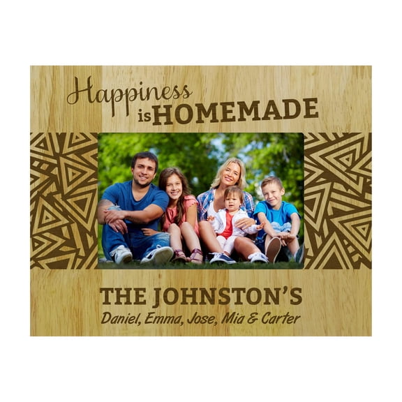 Personalized Wood Engraved Family Picture Frame With Last Name & Names -4 x 6 Inches Vertical - Customizable Gift