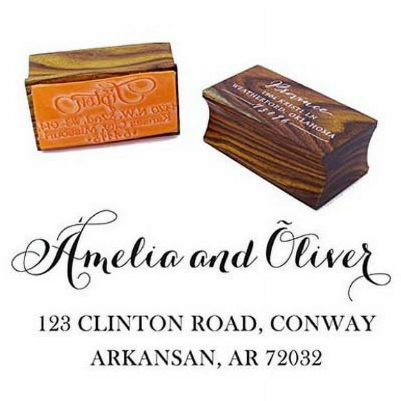 Personalized Wood Mounted Rubber Stamp Custom Family Address Satmp Enagagment Gift