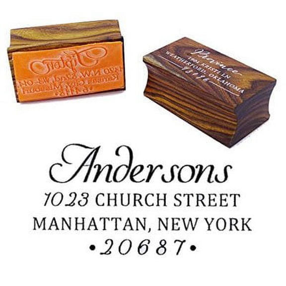 Personalized Wood Mounted Rubber Stamp Engagement Gift Custom Family Address Stamp