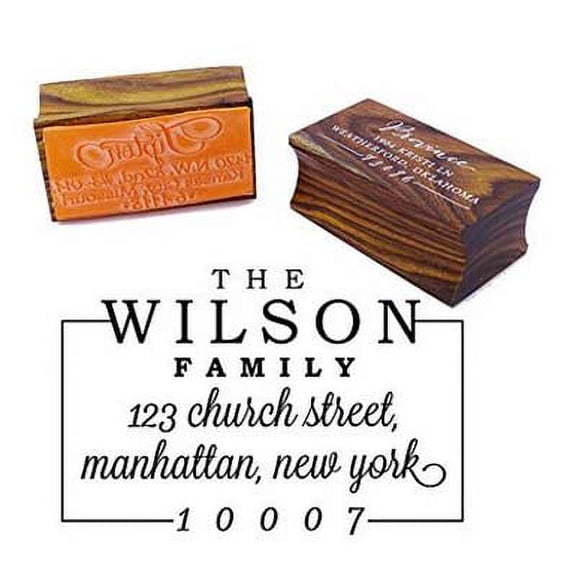 Personalized Wood Mounted Wedding Rubber Stamp Custom Family Address Stamp Engagement Gift